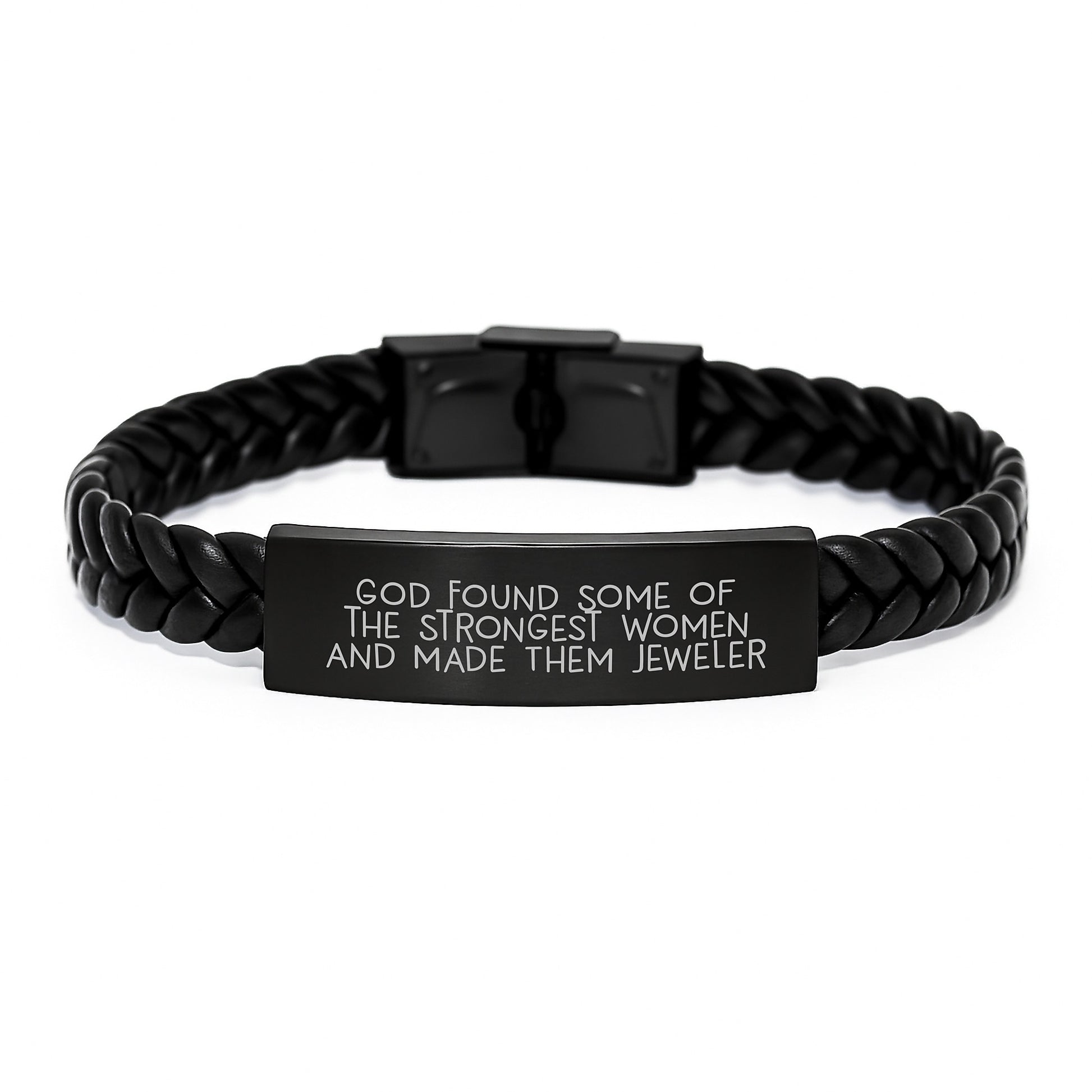 'God Found Some Of The Strongest Women And Made Them Jeweler' Gifts from Men to Women, Christmas Unique Jewelry Gifts for Women Men, Interlaced Leather Bracelet for Jeweler - Image 1
