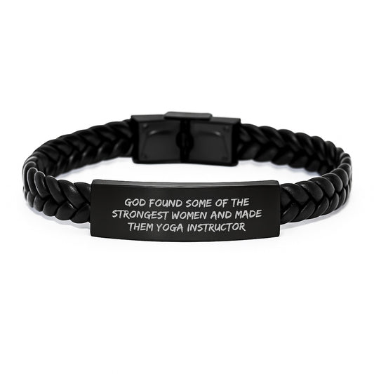 Yoga Instructor Gifts, Funny Quote, Interlaced Leather Bracelet for Graduation, Gifts from Friends to Yoga Instructors, Inspirational Motivation - Image 1