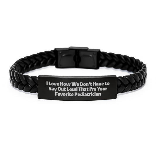 Pediatrician Gifts, Funny Quote, Interlaced Leather Bracelet for Men, Gifts from Friends to Favorite Pediatrician, Graduation Unique Gifts - Image 1