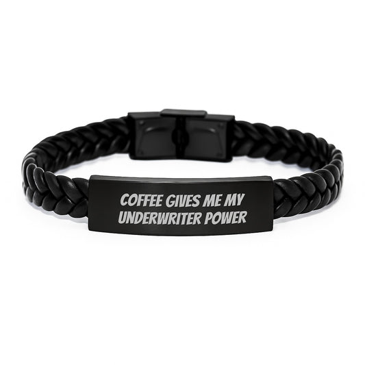 Underwriter Power Gifts, Funny Quote Interlaced Leather Bracelet for Men, Unique Graduation Gifts from Friends, Underwriter Wife Gifts, Underwriter Husband Gifts, Underwriter Family Unique Gifts - Image 1