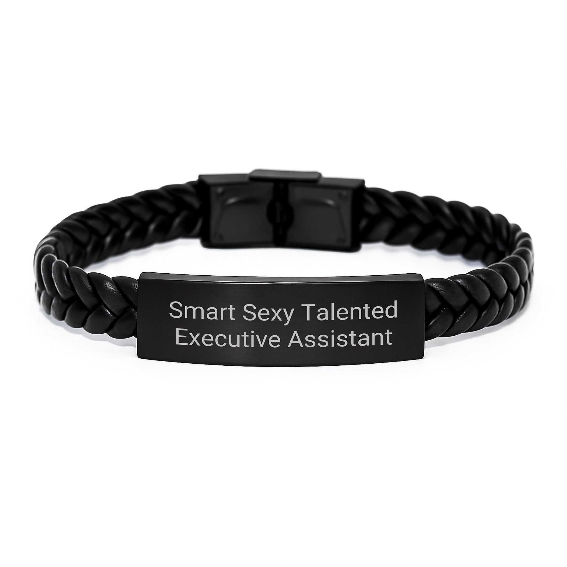 Sexy Executive Assistant Gifts from Friends, Inspirational Quote Interlaced Leather Bracelet for Birthday, PU Leather & Stainless Steel Men's Jewelry - Image 1