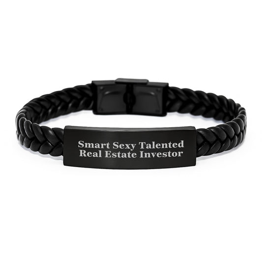 Real Estate Investor Gifts for Men, Interlaced Leather Bracelet with Inspirational Quote, Gifts from Family, Graduation Unique Gifts for Smart Sexy Talented Real Estate Investors - Image 1