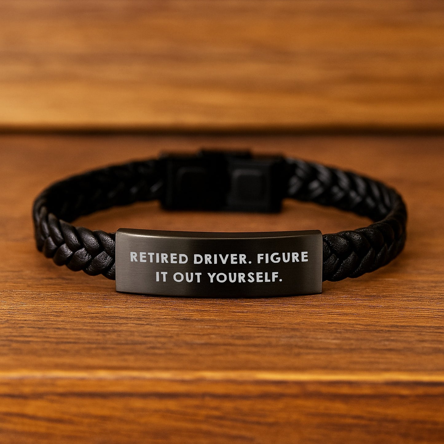 Funny Driver Gifts from Friends for Men, Interlaced Leather Braclet for Graduation, Retired Driver Quote, 'Figure It Out Yourself' - Image 2