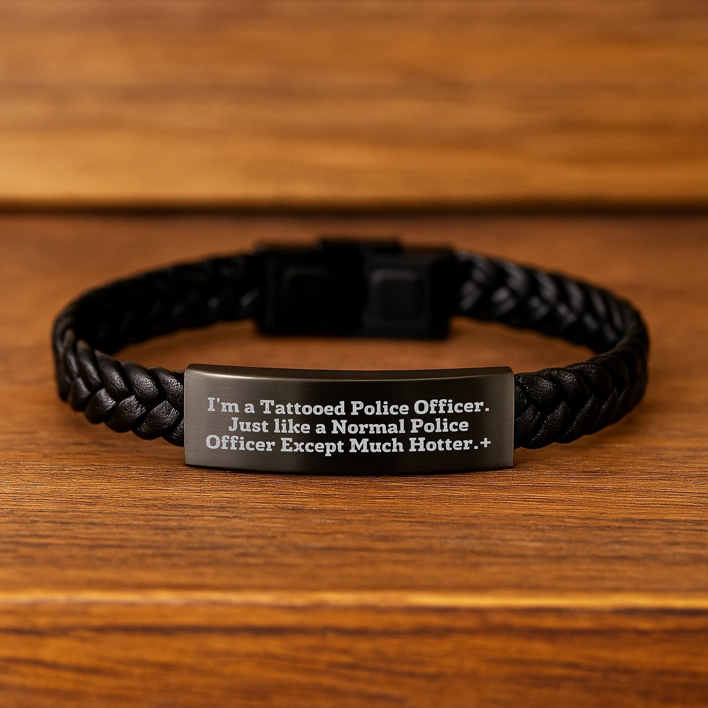 Funny Police Officer Gifts for Men - Interlaced Leather Bracelet with Stainless Steel, Perfect for Christmas Unique Presents from Family, Friends, Coworkers to Police Officer - Image 2