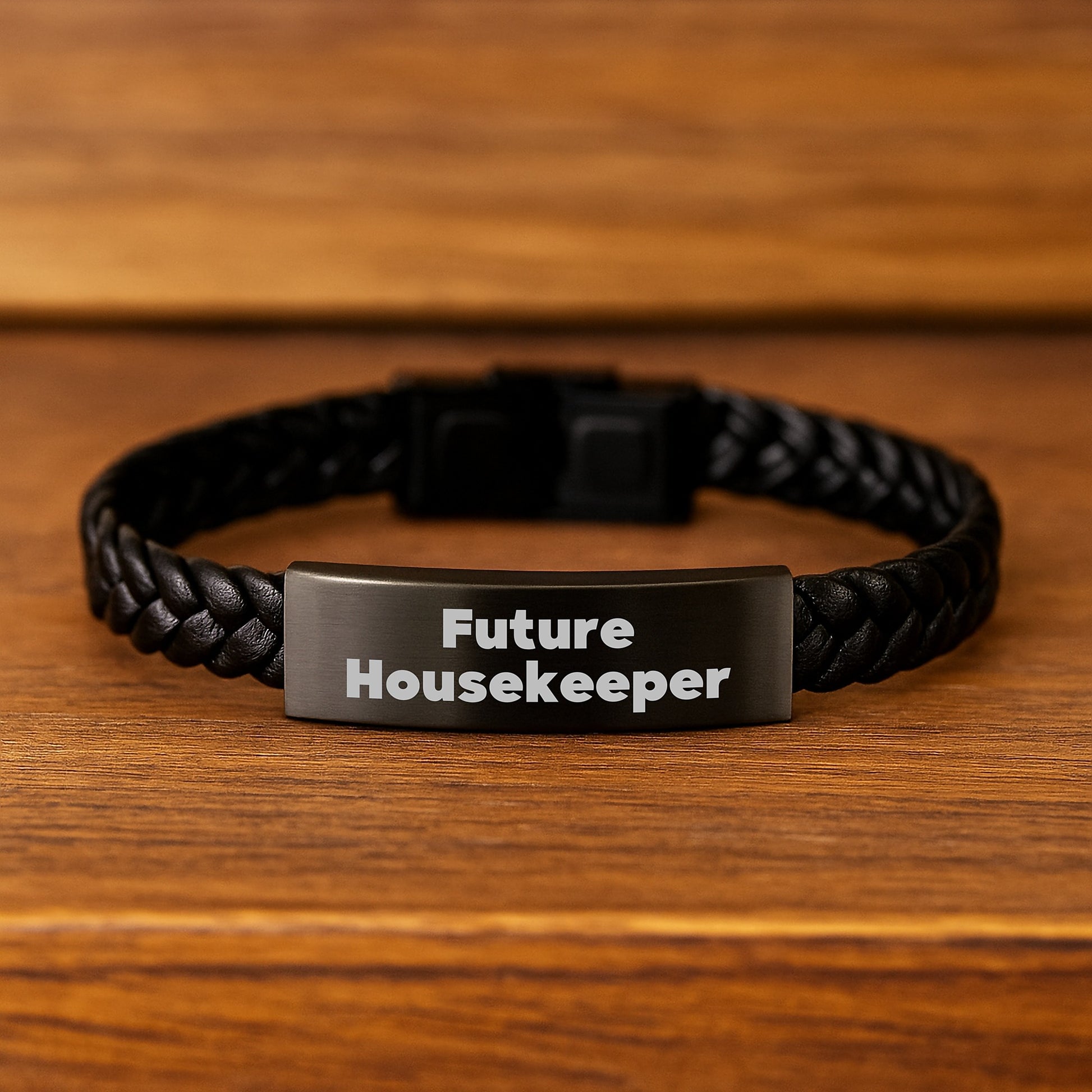 Funny Housekeeper Gifts from Friends for Future Housekeeper Interlaced Leather Bracelet, Graduation Unique Gifts with Engraved Stainless Steel, Durable and Versatile Style - Image 2