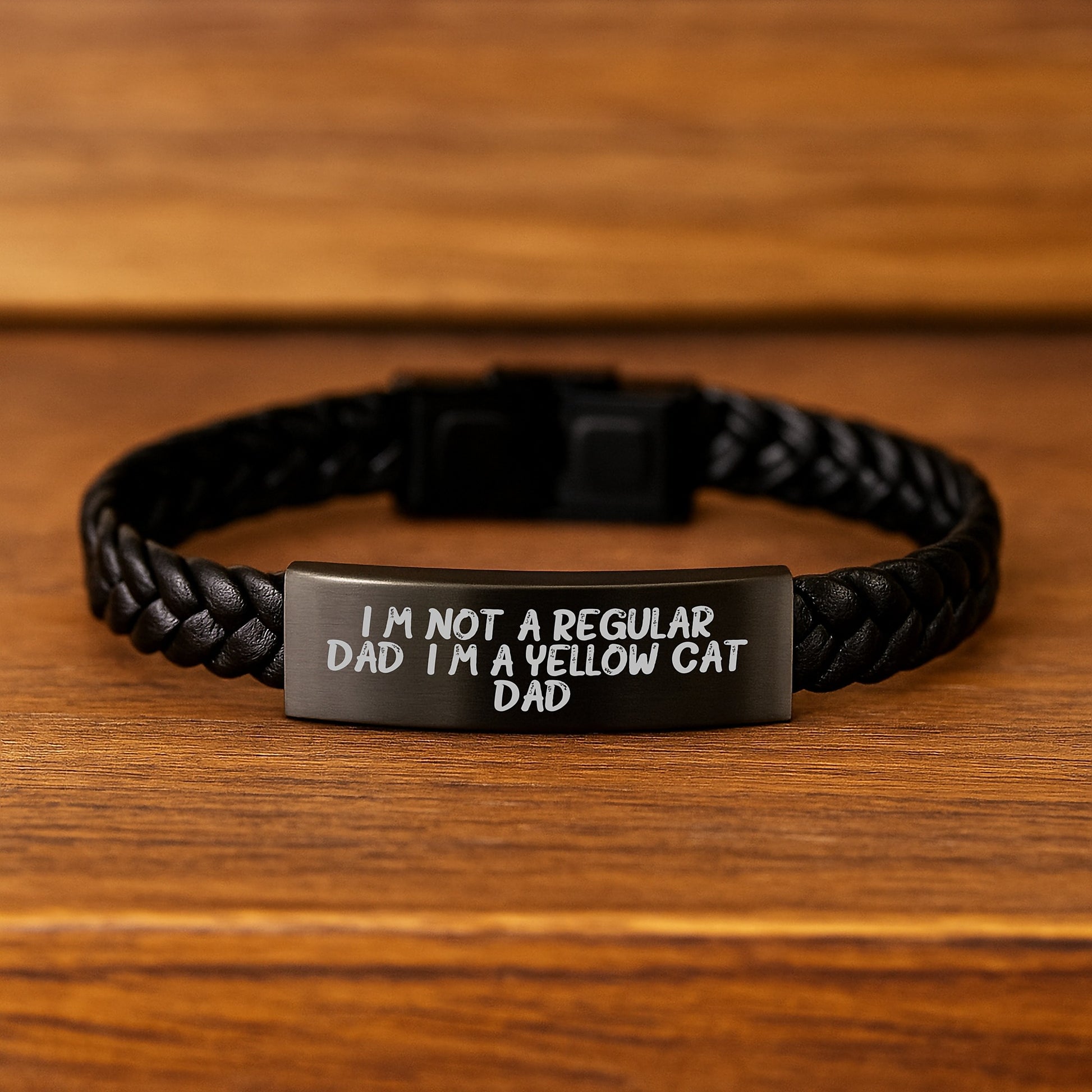 Funny Yellow Cat Dad Interlaced Leather Bracelet Gifts from Men to Friends Birthday Unique Presents - Image 2