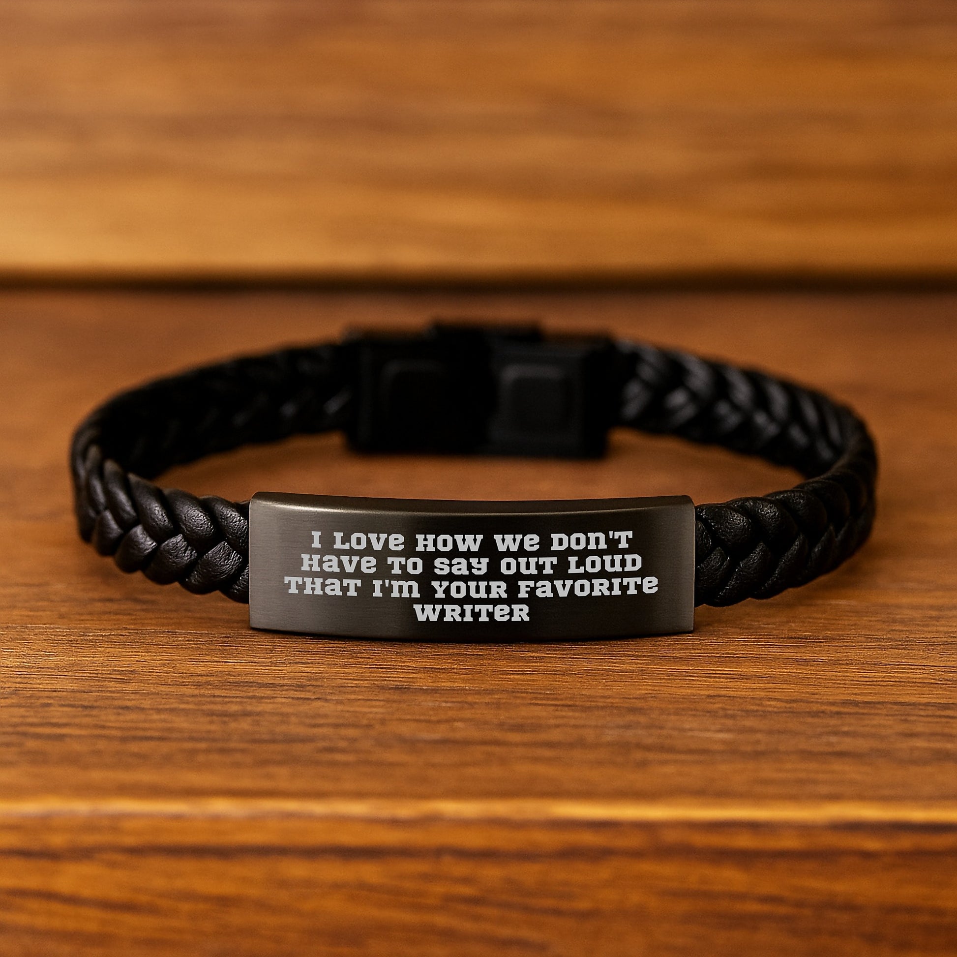 Writer's Favorite Quote Interlaced Leather Bracelet Gifts from Friends to Men, Funny Quote for Birthday Unique Gifts for Him - Image 2