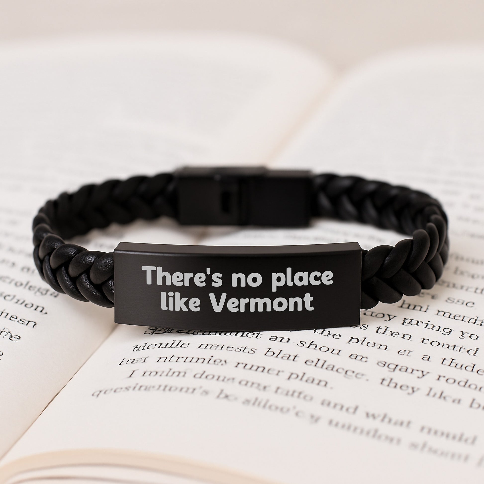 Vermont Gifts for Graduates, Interlaced Leather Bracelet with Quote 'There's No Place Like Vermont', Gifts from Family to Friends - Image 3