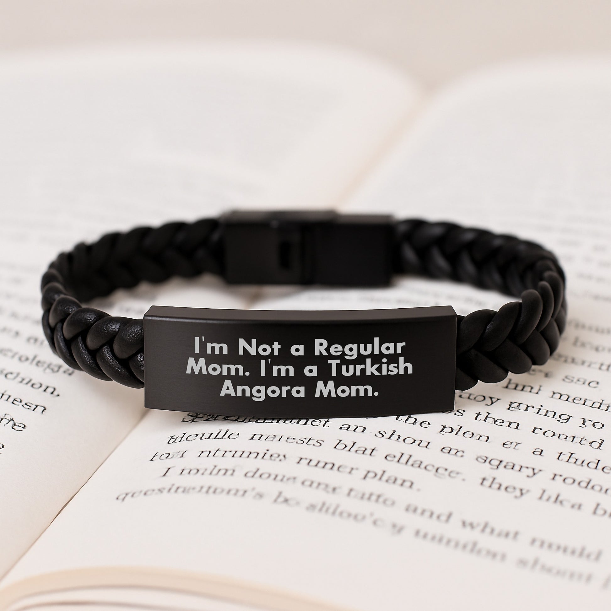 Turkish Angora Cat Gifts for Mom - Funny Quote Interlaced Leather Bracelet, Gifts from Mom to Turkish Angora Cat, Graduation Unique Gifts - Image 3