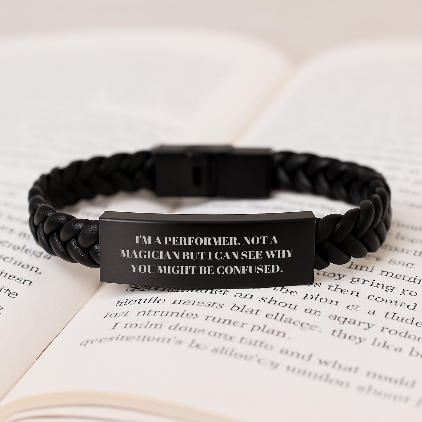 Performer Gifts from Friends for Men, Women, Coworkers - Interlaced Leather Bracelet, Funny Quote - Gifts for Graduation Unique - Image 3