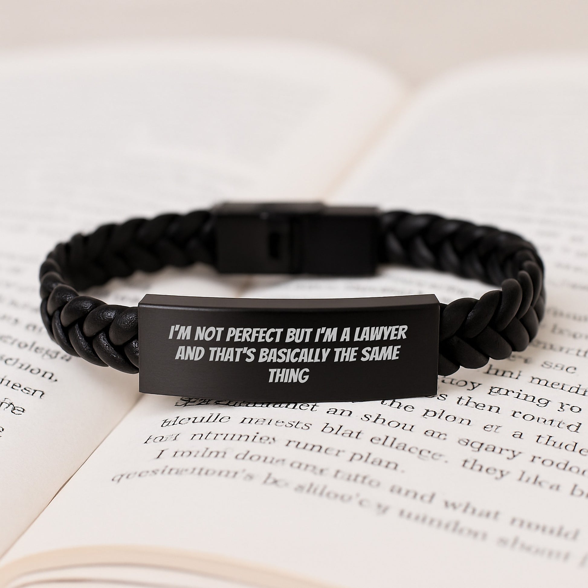 Funny Lawyer Gifts from Men - 'I'm Not Perfect' Interlaced Leather Bracelet for Lawyer Friends, Christmas Unique Lawyer Accessories - Image 3