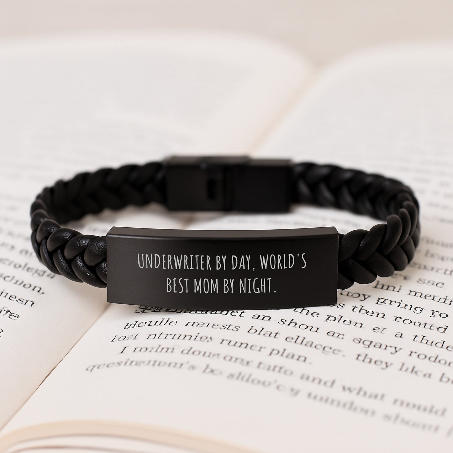 Underwriter Gifts by Day, World's Best Mom by Night - Interlaced Leather Graduation Jewelry, Gifts from Mom for Underwriter, Unique and Durable Stainless Steel PU Leather Combination - Image 3