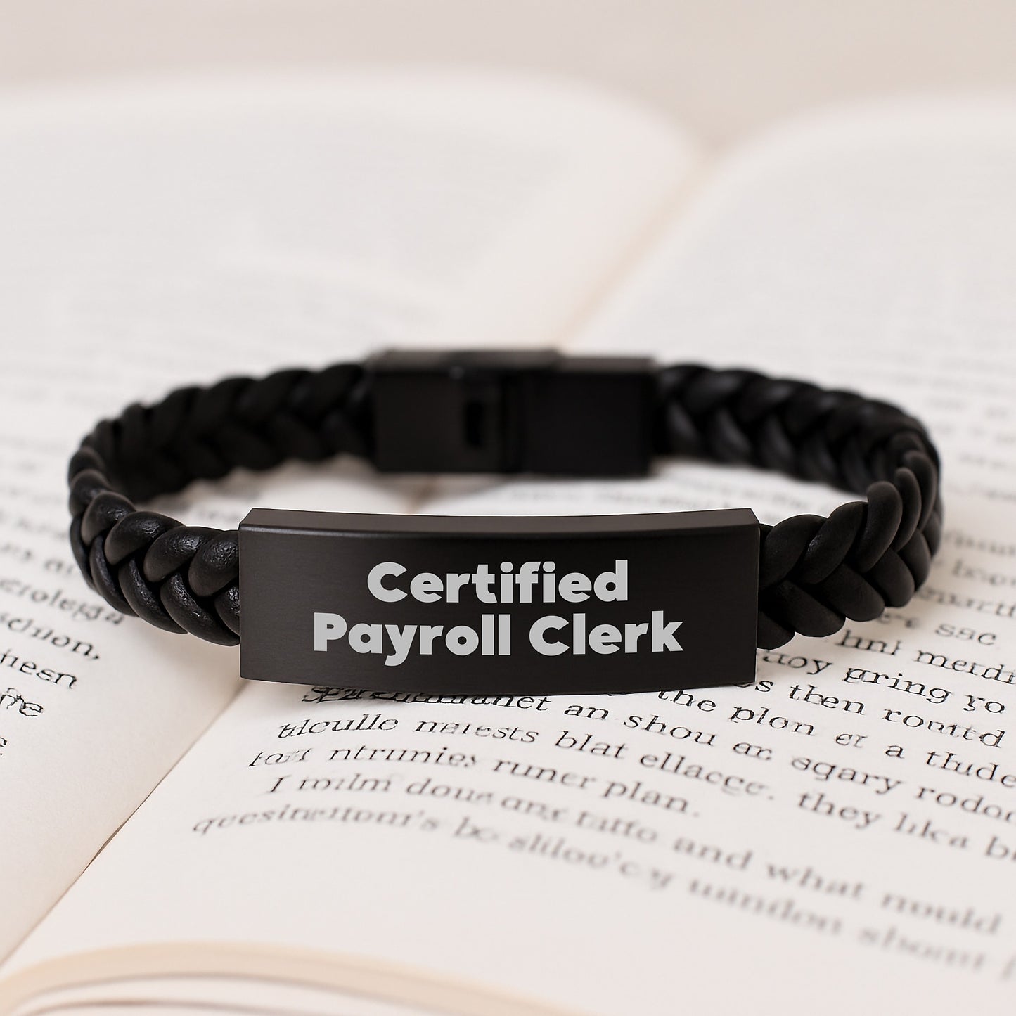 Funny Payroll Clerk Gifts for Men from Coworkers, Payroll Clerk Certified Interlaced Leather Bracelet, Christmas Unique Gifts - Image 3