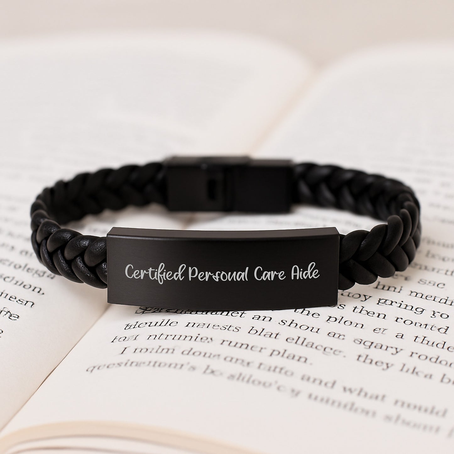 Christmas Unique Gifts for Personal Care Aide Certified - Funny Quote Interlaced Leather Bracelet for Men Women Friends Family - Image 3