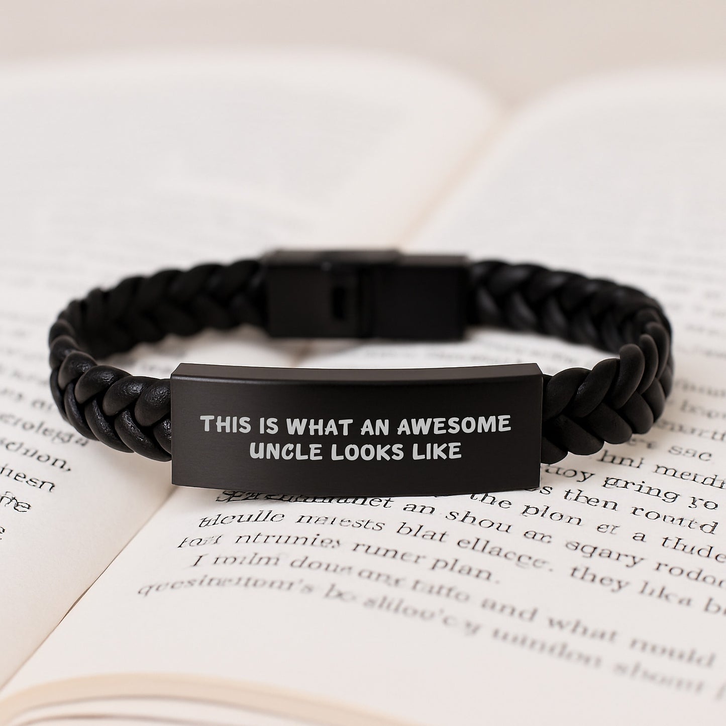 Uncle Gifts from Men, This Is What An Awesome Uncle Looks Like Interlaced Leather Bracelet for Graduation, Unique Gifts for Uncle, Funny Quote - Image 3