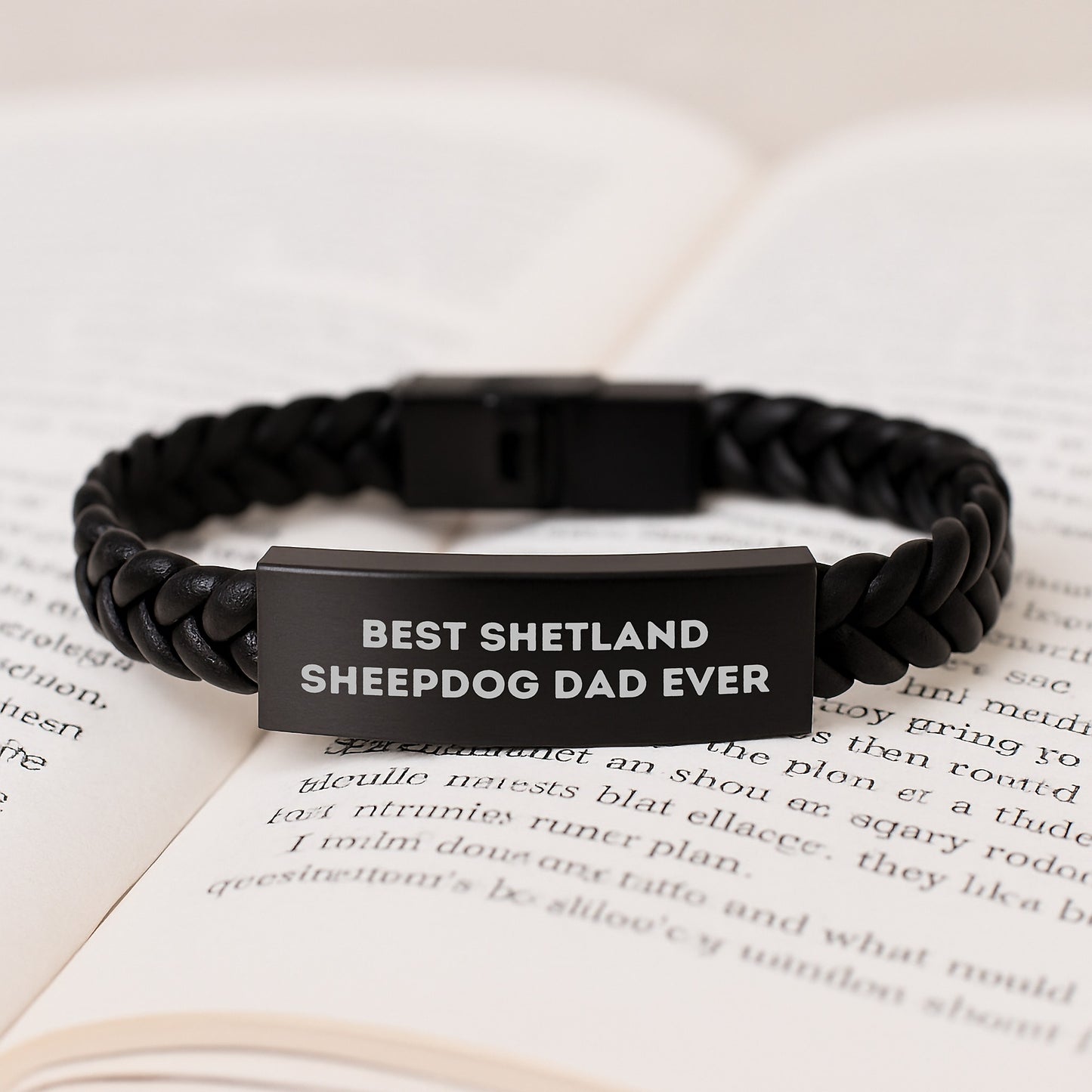 Shetland Sheepdog Dad Ever Interlaced Leather Bracelet Gifts from Family, for Best Graduation Unique Presents - Image 3