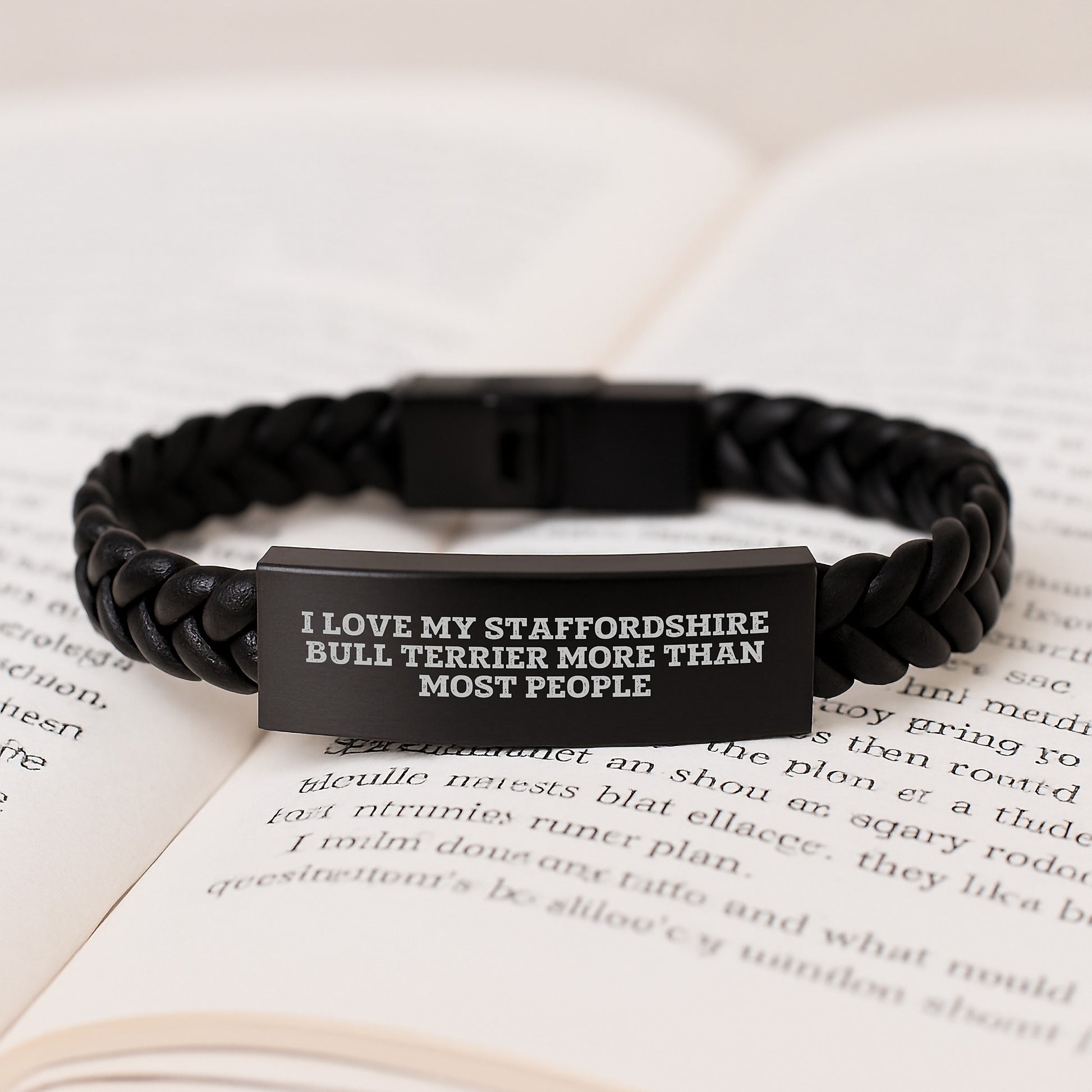 Staffordshire Bull Terrier Dog Gifts, Funny Inspirational Quote Interlaced Leather Bracelet for Men, Gifts from Family, Birthday Unique Gifts for Him - Image 3