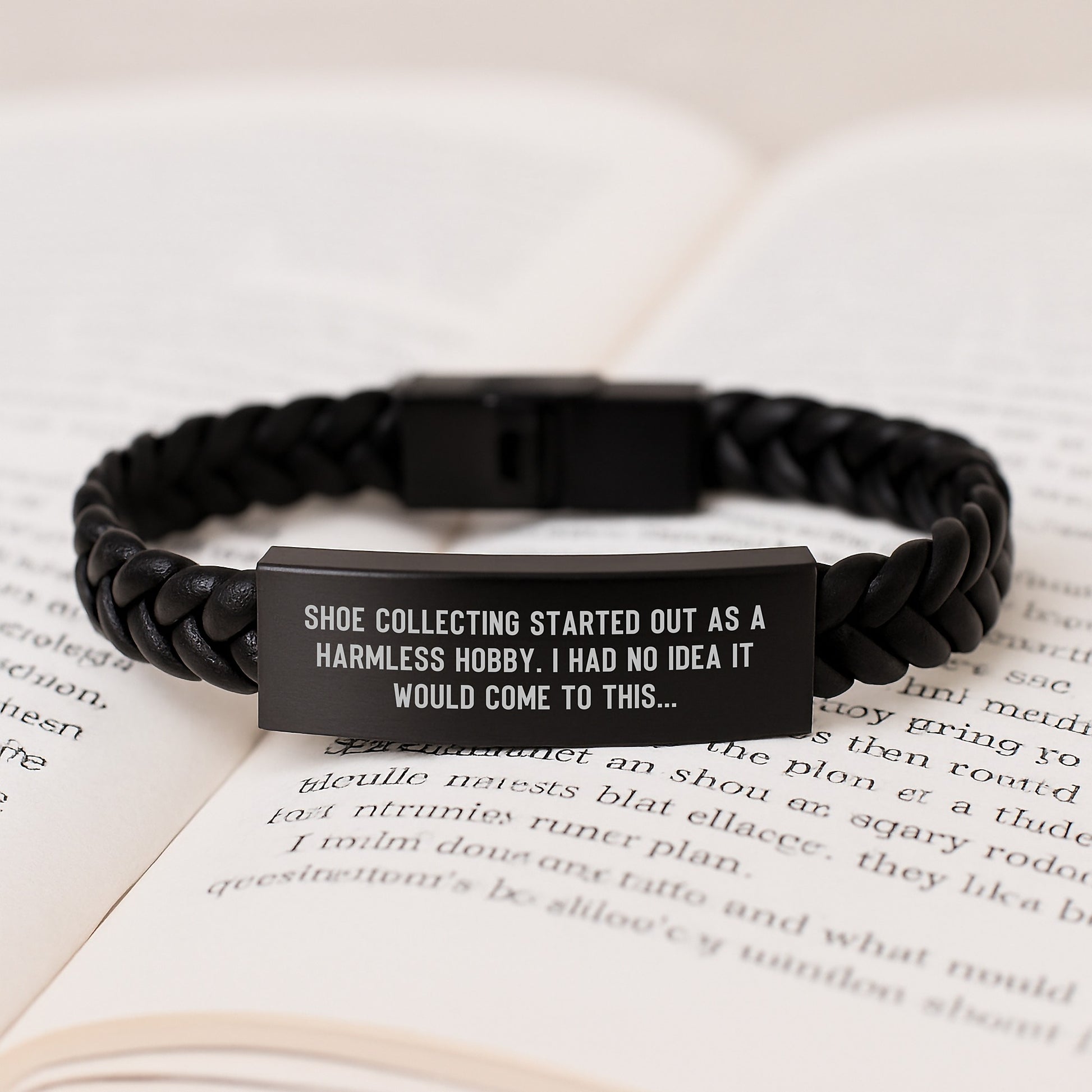 Shoe Collecting Gifts for Men Friends from Shoe Enthusiasts, Interlaced Leather Bracelet with Funny Quote, Christmas Unique Presents - Image 3
