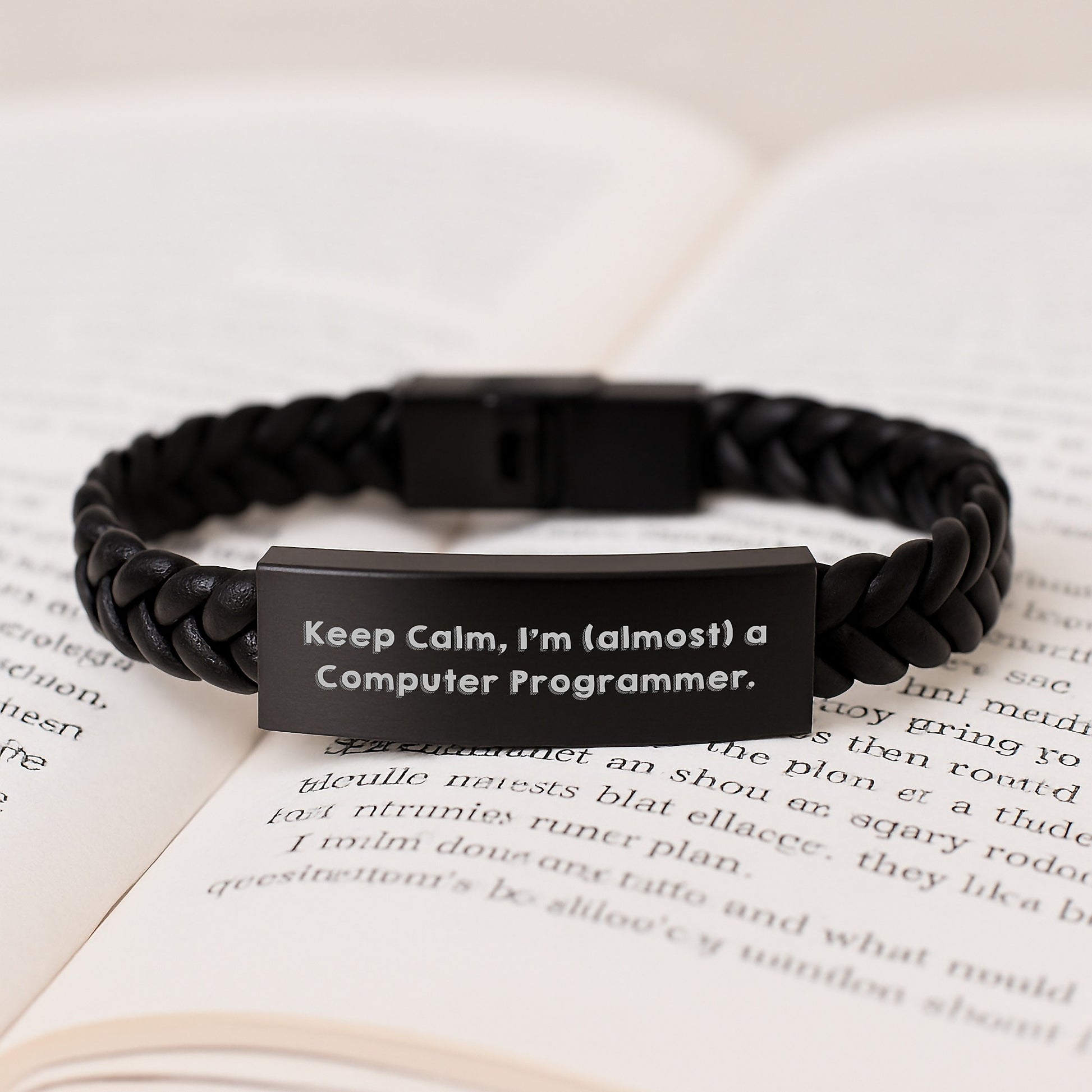 Fun Computer Programmer Interlaced Leather Bracelet - Keep Calm, I'm (almost) A Computer Programmer. - Unique Christmas Unique Gifts from Men to Computer Programmer Friends - Image 3