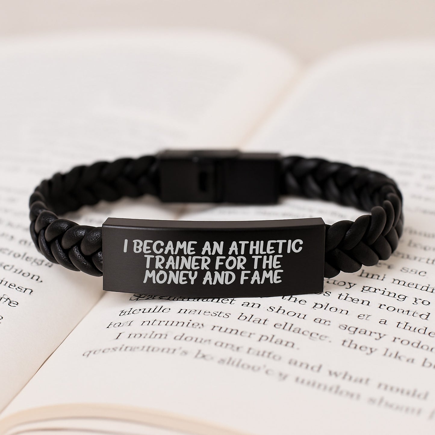 Funny Athletic Trainer Gifts for Men, Christmas Unique Interlaced Leather Bracelet, 'I Became An Athletic Trainer For The Money And Fame' Quote by Men, Gifts from Family to Friends for Christmas - Image 3
