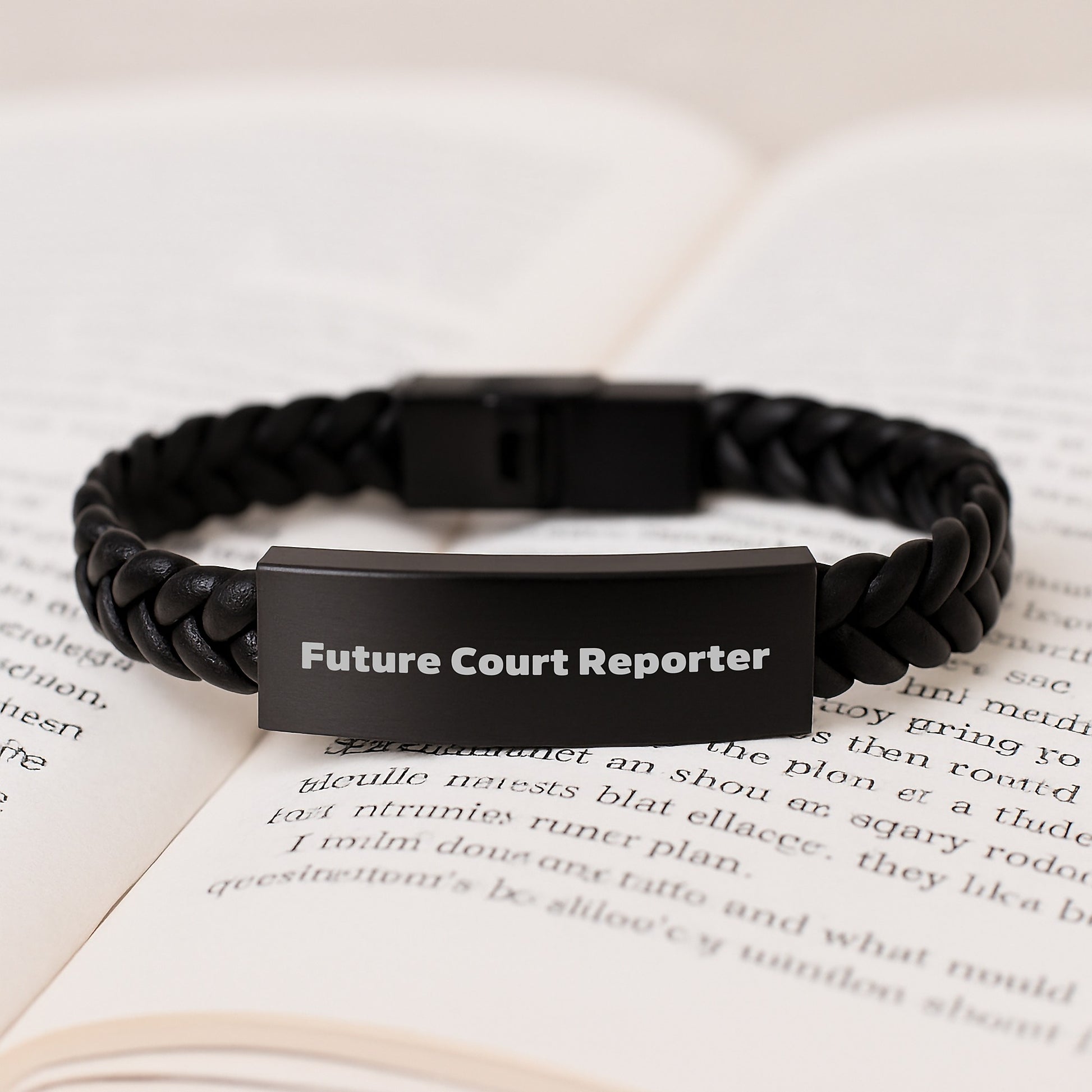Funny Quote for Future Court Reporter, Court Reporter Gifts from Family - Interlaced Leather Bracelet for Men, Women, Friends, Coworkers, Unique Christmas Unique Gifts - Image 3
