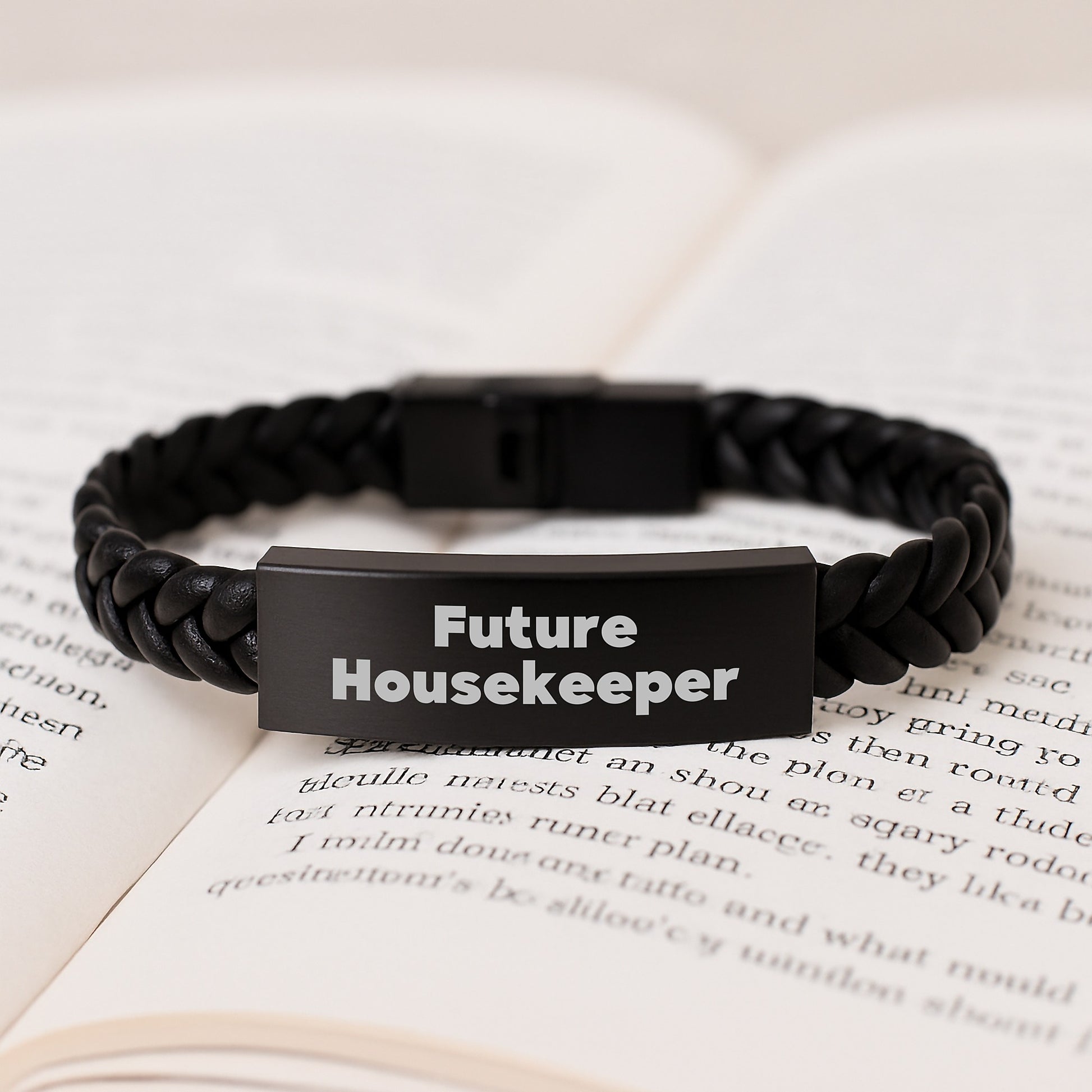 Funny Housekeeper Gifts from Friends for Future Housekeeper Interlaced Leather Bracelet, Graduation Unique Gifts with Engraved Stainless Steel, Durable and Versatile Style - Image 3