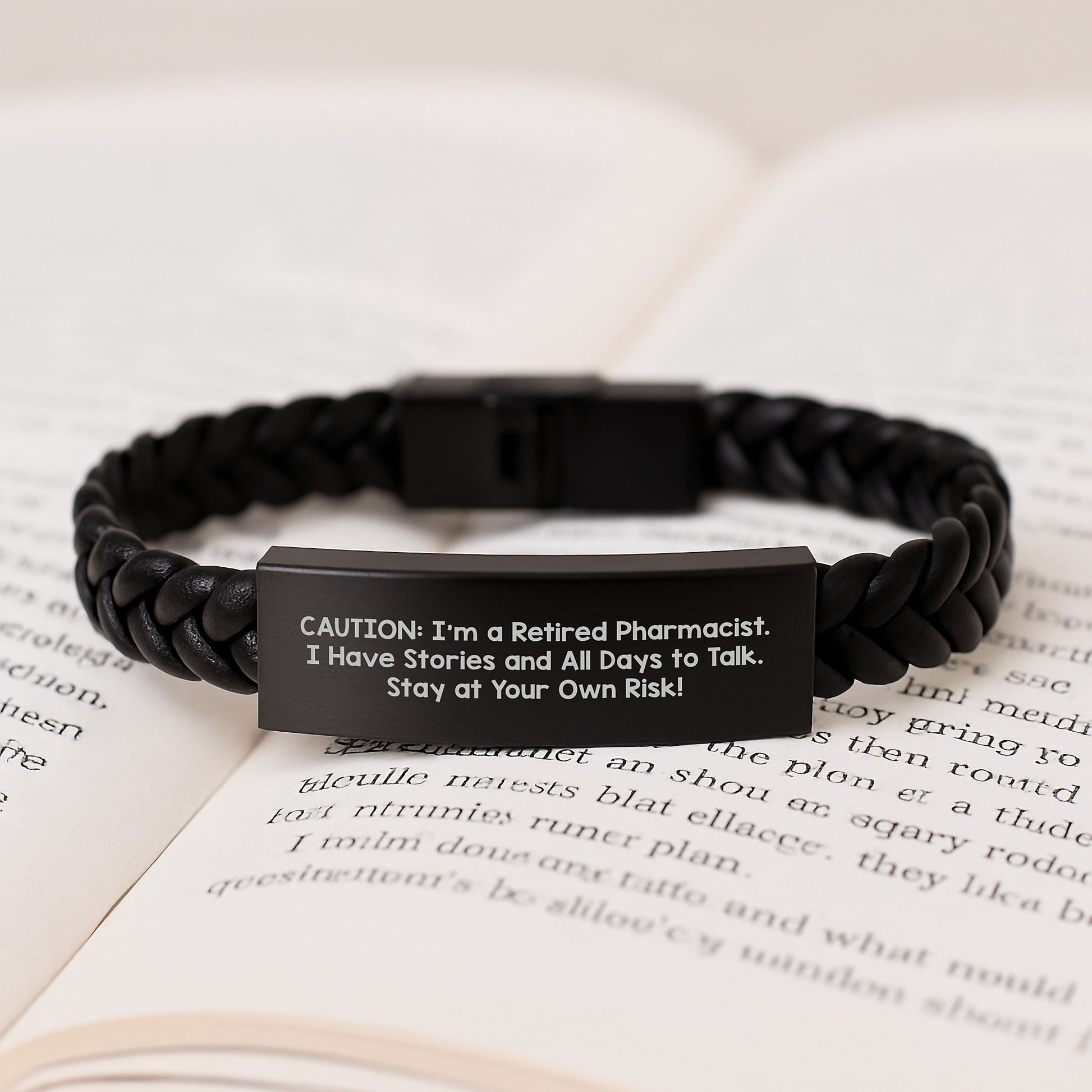 Gifts for Pharmacist - Funny Quote Interlaced Leather Bracelet for Christmas, Stainless Steel and PU Leather, 7.87 Inches Long - Gifts from Family, Coworkers - Image 3
