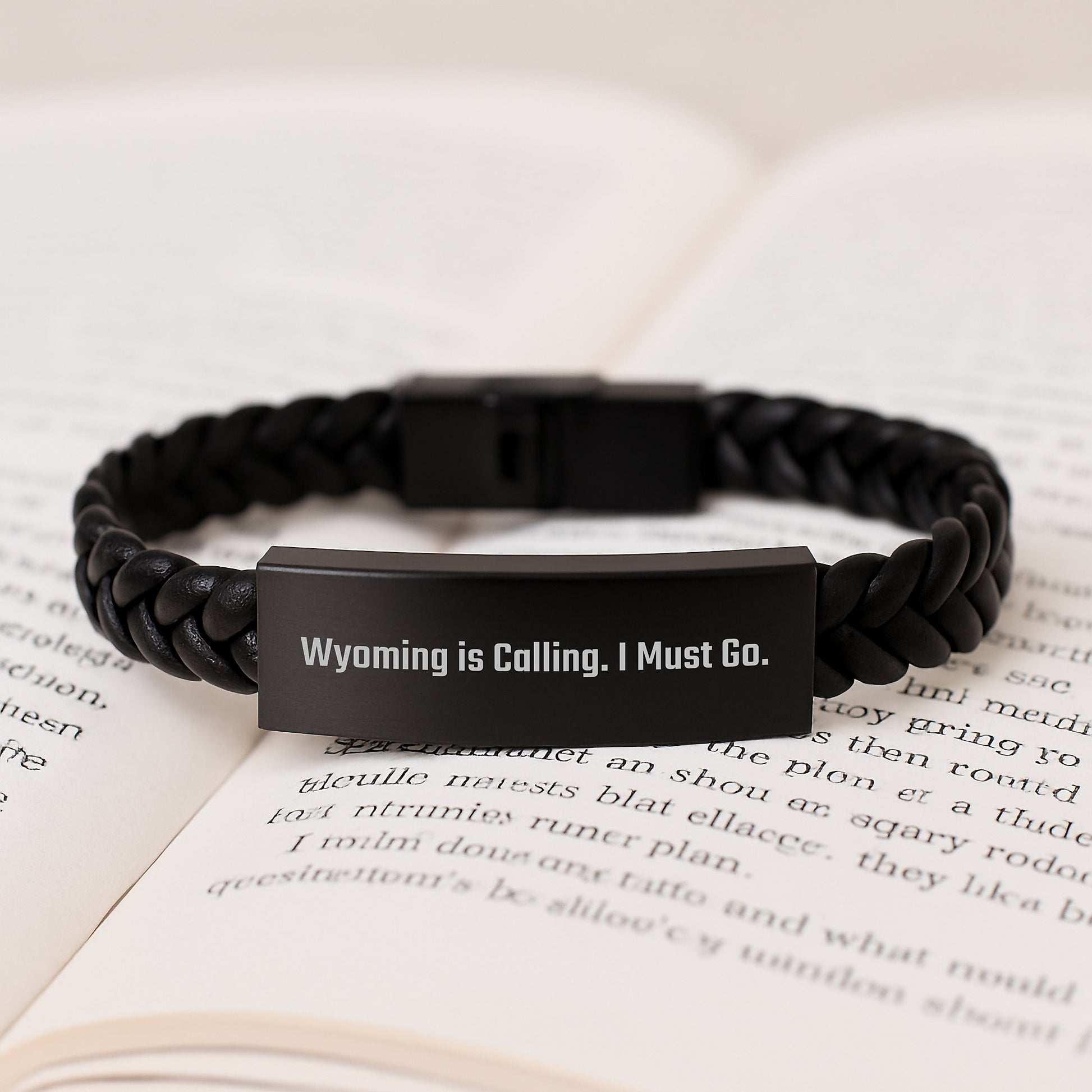 Wyoming Calling Interlaced Leather Bracelte for Men or Women, Funny Quote Gifts from Friends to Family, 7.87 Inches Long, Stainless Steel and PU Leather, Graduation Unique Gifts - Image 3