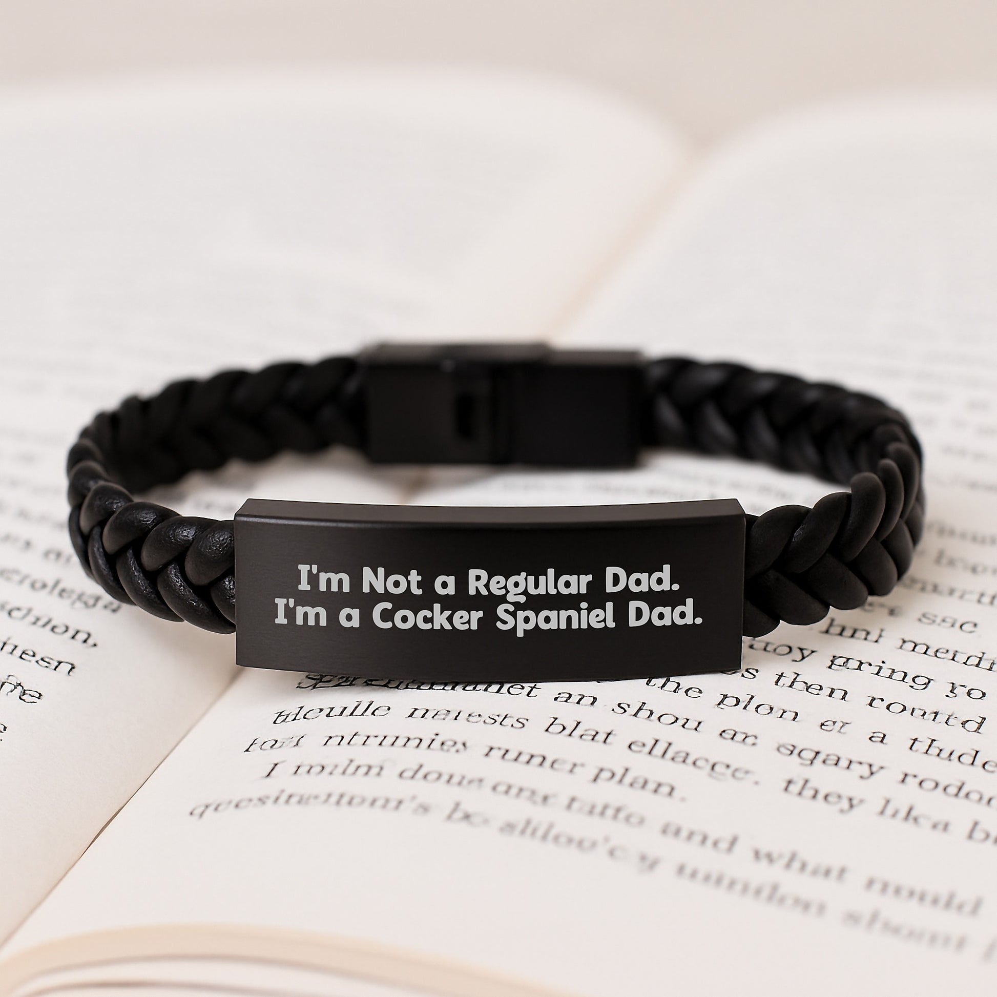 Cocker Spaniel Dog Dad Interlaced Leather Bracelet Gifts for Men from Dad to Son - Funny Graduation Unique - Image 3