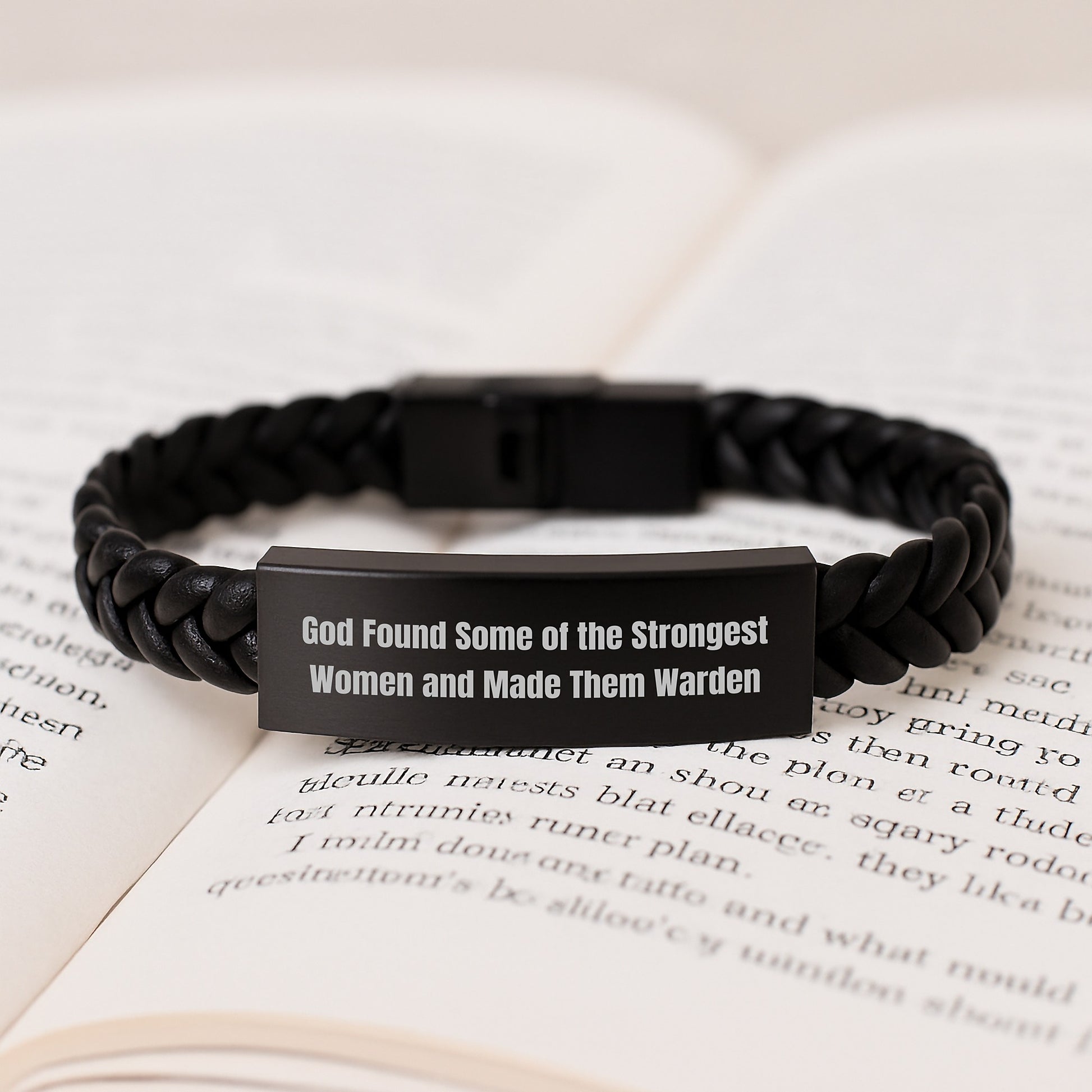 Warden Gifts, Inspirational Interlaced Leather Bracelet, Gifts from Friends, Gifts for Warden, God's Strength - Image 3