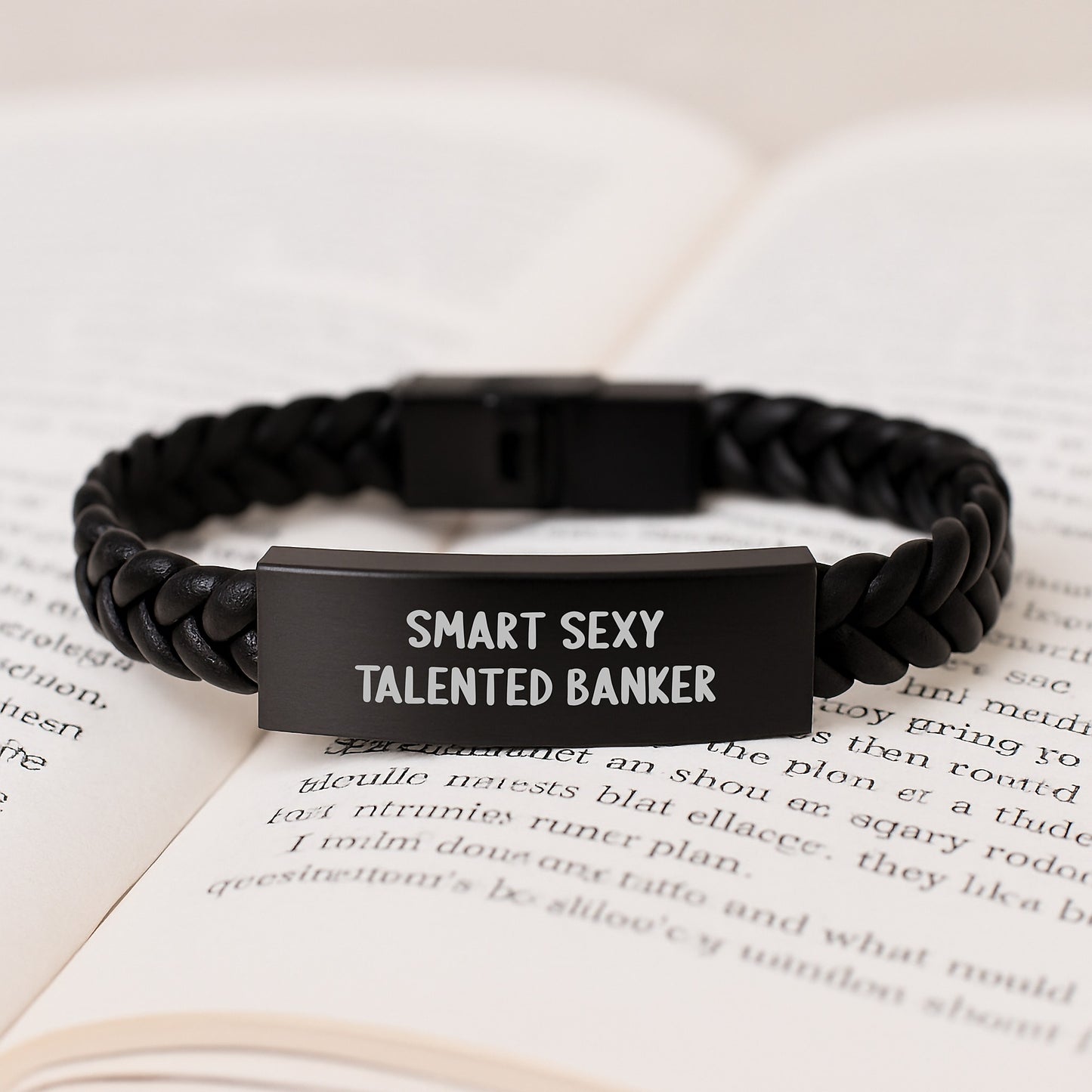 Smart Sexy Talented Banker Interlaced Leather Bracelet Gifts for Men, Funny Quote, Christmas Unique - Image 3