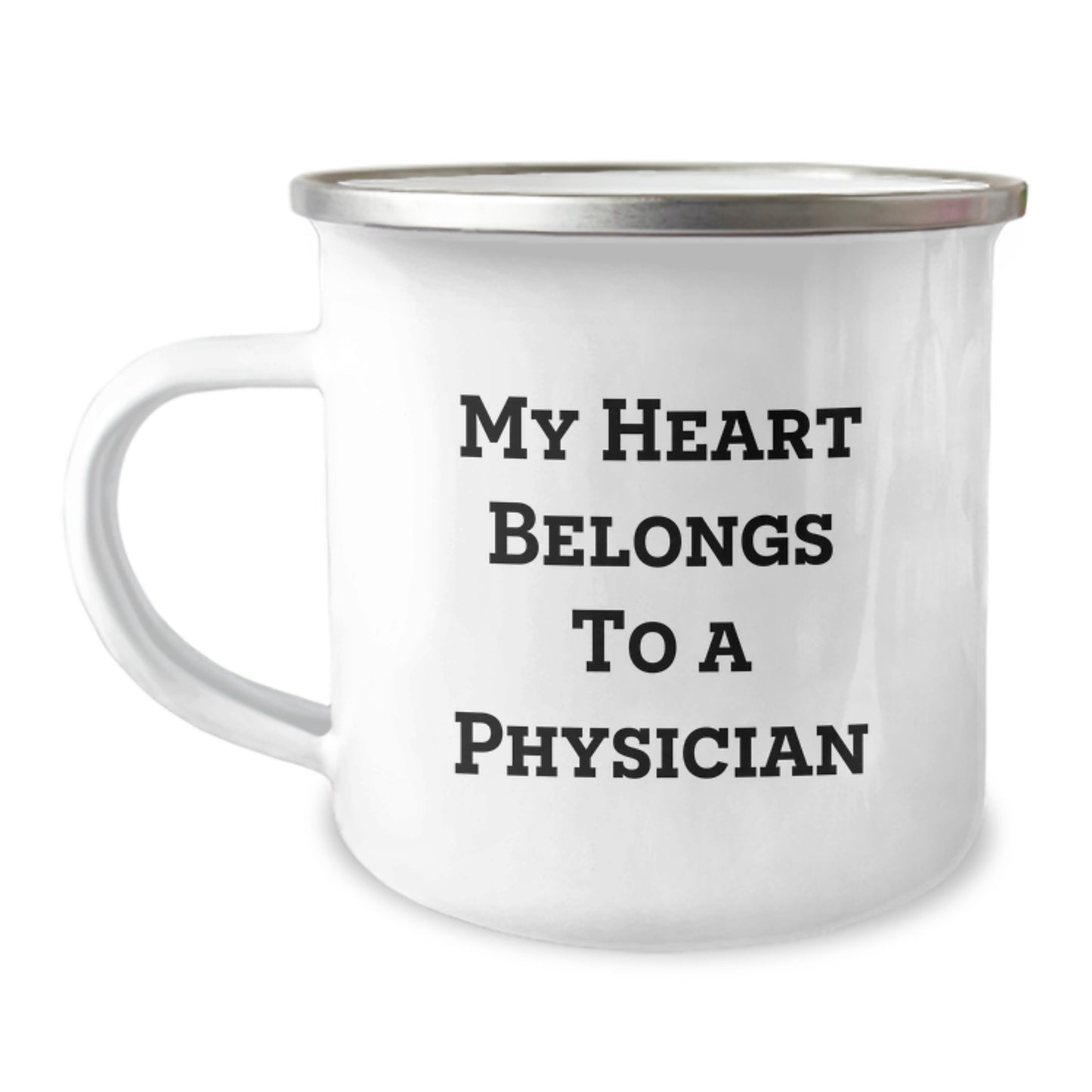 Funny Physician Gifts, Unique Camping Mugs for Physicians, My Heart Belongs To A Physician Christmas Unique Gifts from Friends to Physicians - Image 1