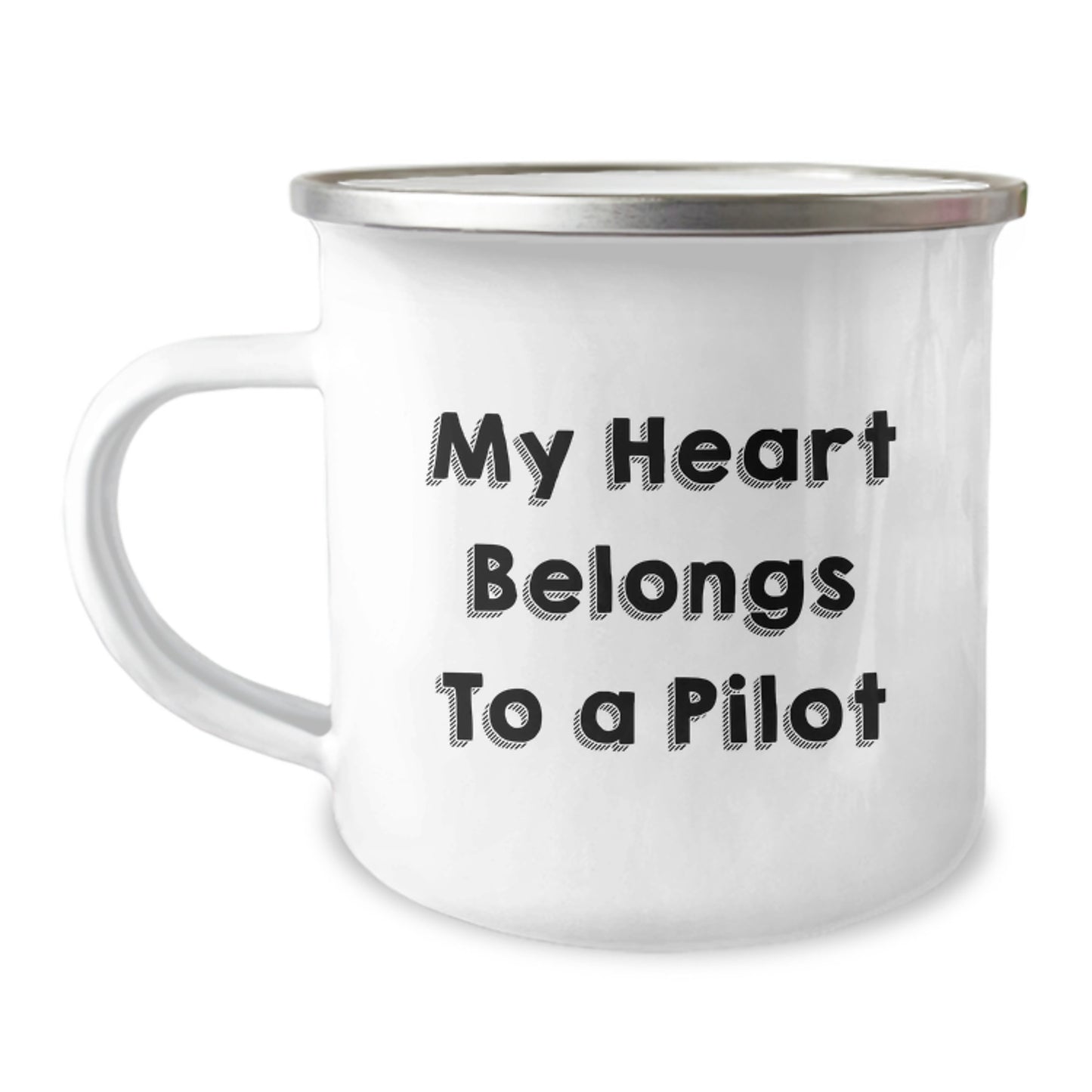 Funny Pilot Gifts for Him - My Heart Belongs To A Pilot 12 oz Camping Mug, Unique Birthday Unique Gifts from Friends to Family - Image 1