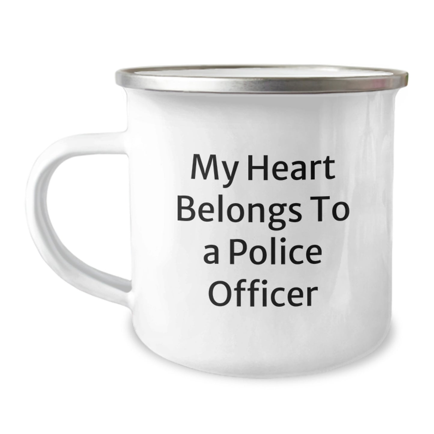 Funny Police Officer Gifts for Men, 'My Heart Belongs To A Police Officer' Camping Mug, Christmas Unique Presents from Family - Image 1