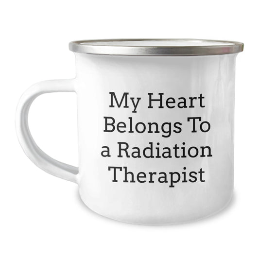 Funny Radiation Therapist Gifts for Men - My Heart Belongs To A Radiation Therapist Camping Mug | Christmas Unique Christmas Unique Gifts from Friends to Radiation Therapist - Image 1