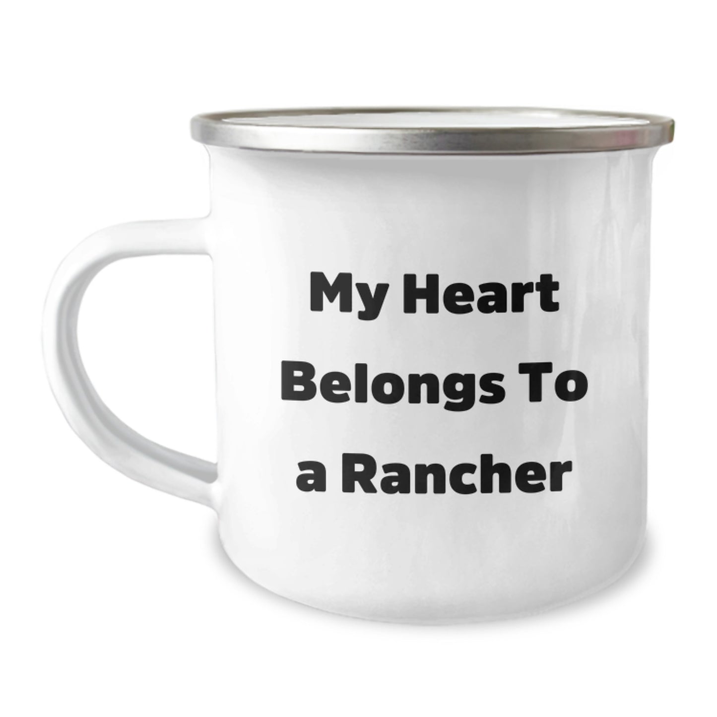 Funny Rancher Gifts - My Heart Belongs To A Rancher, Inspirational Camping Mug, Christmas Unique Gifts for Rancher Friends and Family from Coworkers - Image 1