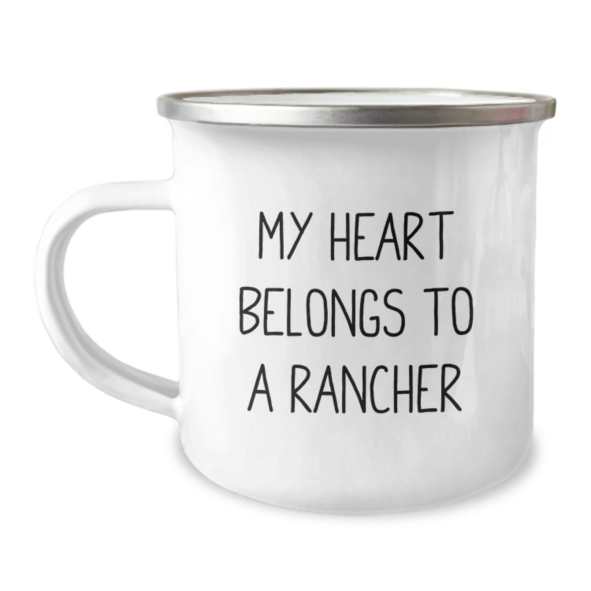 Funny Rancher Gifts, Inspirational 'My Heart Belongs To A Rancher' Camping Mug for Men, Women, Rancher Friends, Christmas Unique Gifts from Family - Image 1