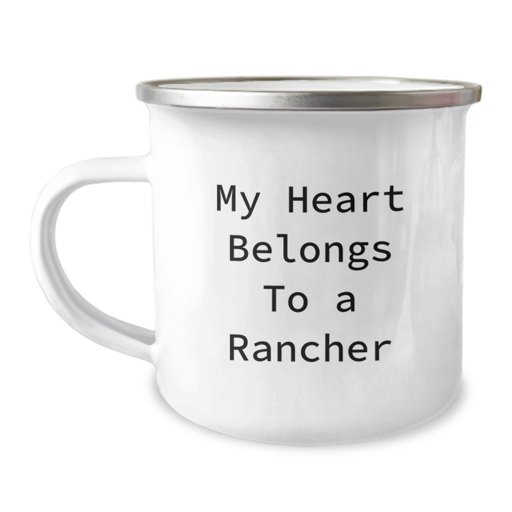 Funny Rancher Gifts from Men to Friends and Family, Christmas Unique Rancher Camping Mug with Inspirational Quote 'My Heart Belongs To A Rancher' - Image 1