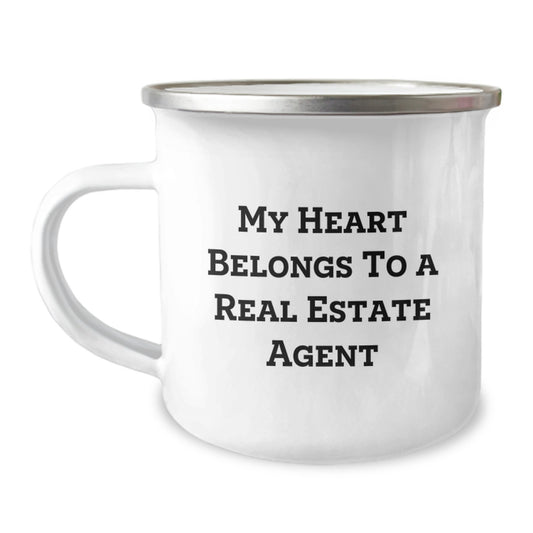 Funny Gifts from Friends for Real Estate Agent Lovers, My Heart Belongs To A Real Estate Agent, Christmas Unique Mugs - Image 1