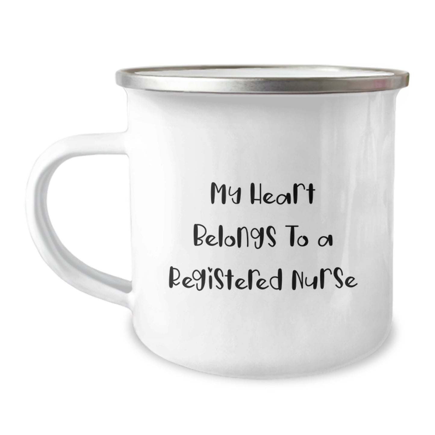 Funny Registered Nurse Gifts from Men - Christmas Unique Gifts for Registered Nurses - My Heart Belongs To A Registered Nurse Camping Mug - Image 1