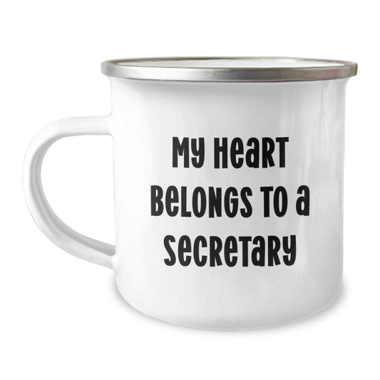 Funny Gifts for Secretary, Perfect Camping Mug for Men, Unique Secretary Quotes - 'My Heart Belongs To A Secretary' Coffee Mug - Christmas Unique Gifts - Image 1