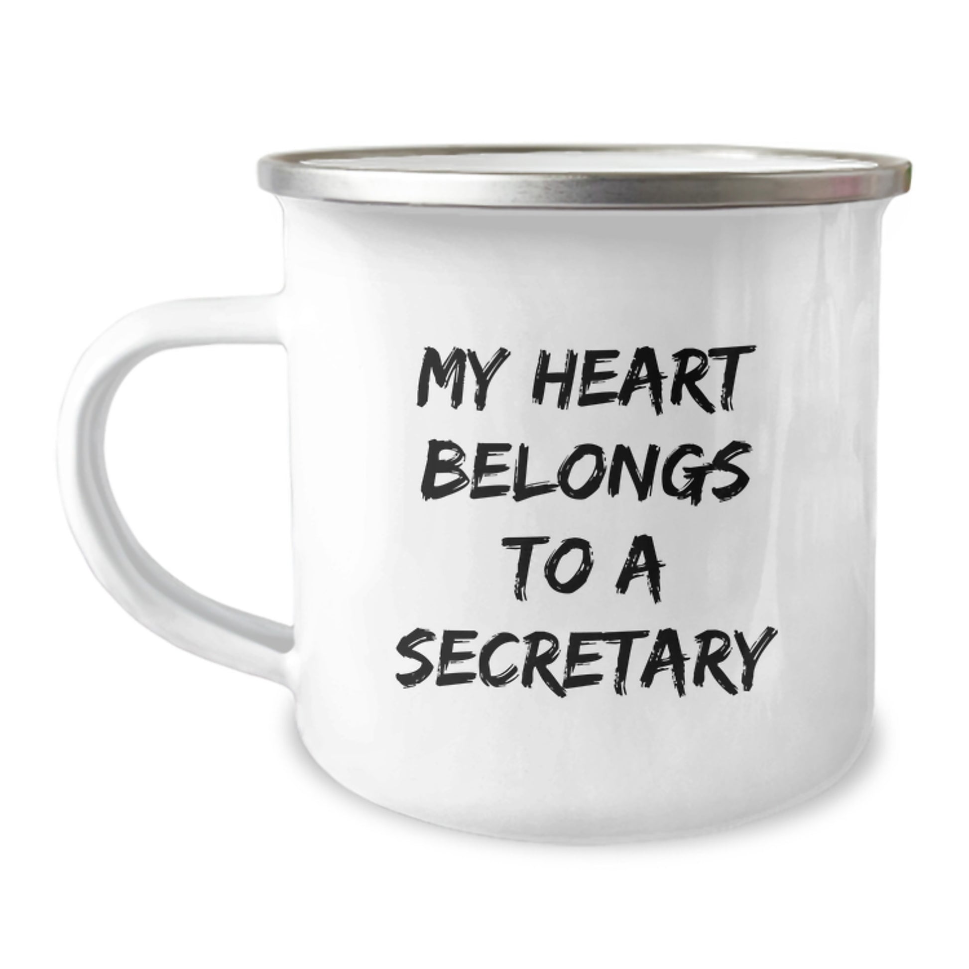 Funny Secretary Quotes Gifts from Men to Women - Christmas Unique Gifts for Secretary - Secretary Camping Mug - My 'Heart Belongs To A Secretary' Mug - Image 1