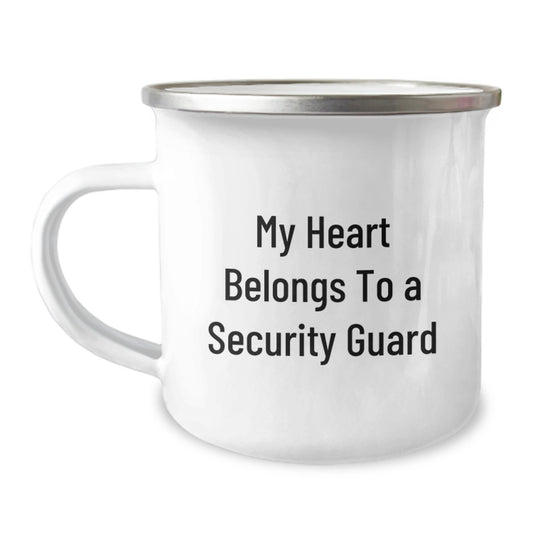 Funny Security Guard Gifts from Friends and Family - My Heart Belongs To A Security Guard Christmas Unique Mugs for Men and Women - Image 1