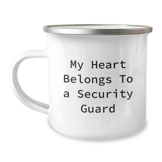 Funny Security Guard Gifts from Men, Unique Christmas Unique Gifts for Security Guard, My Heart Belongs To A Security Guard Camping Mug - Image 1