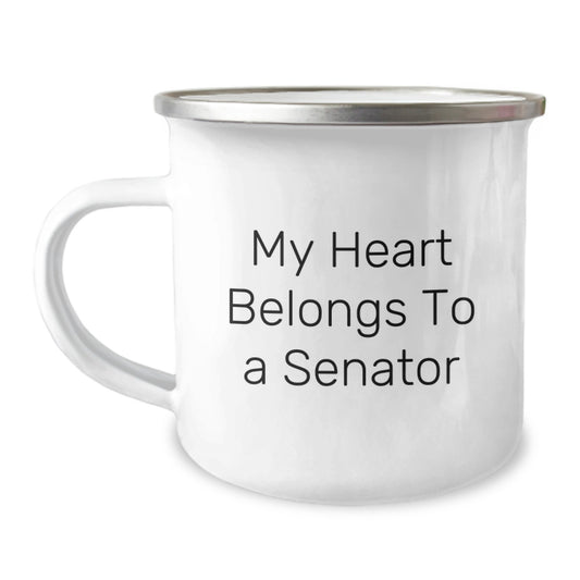 Funny Senator Christmas Unique Gifts for Friends Gifts from Men, My Heart Belongs To A Senator Inspired Senator Camping Mug for Senator - Image 1