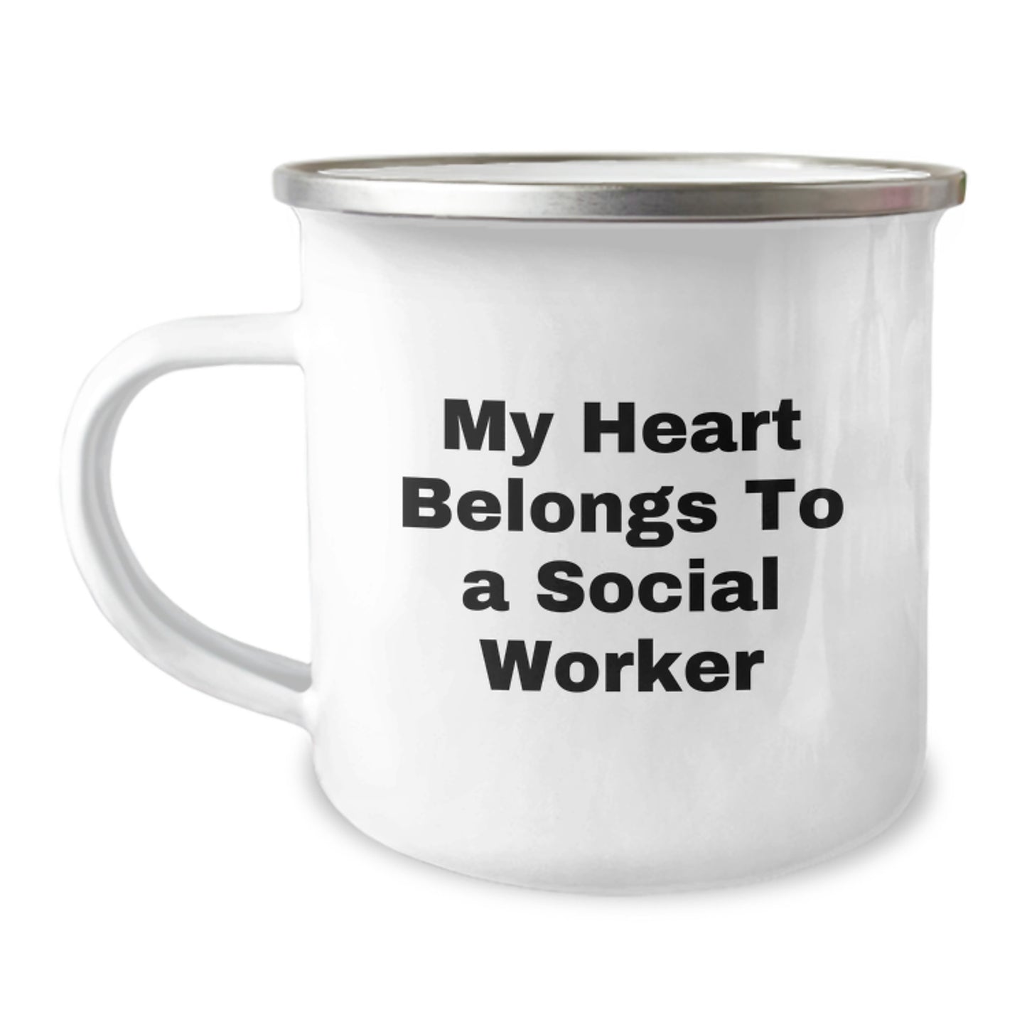 Funny Social Worker Gifts for Men - My Heart Belongs To A Social Worker Stainless Steel Camping Mug Christmas Unique Presents from Friends and Family - Image 1