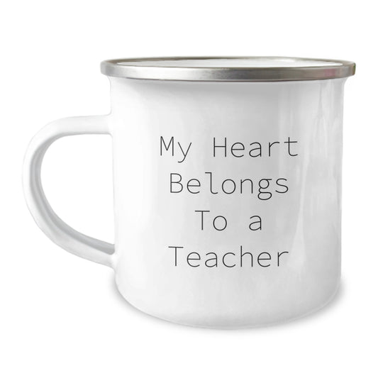 Funny Teacher Gifts from Men - My Heart Belongs To A Teacher, Funny Camping Mug for Christmas Unique Gifts for Teachers - Image 1