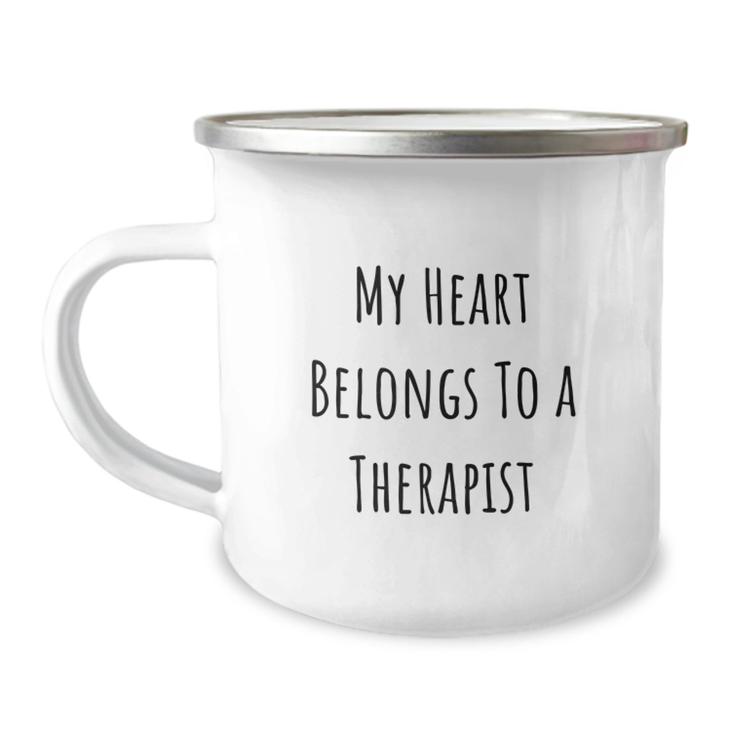 Funny Gifts from Family - My Heart Belongs To A Therapist Camping Mug, Christmas Unique Ideas for Therapist Lover, 12 oz Stainless Steel Mug - Image 1