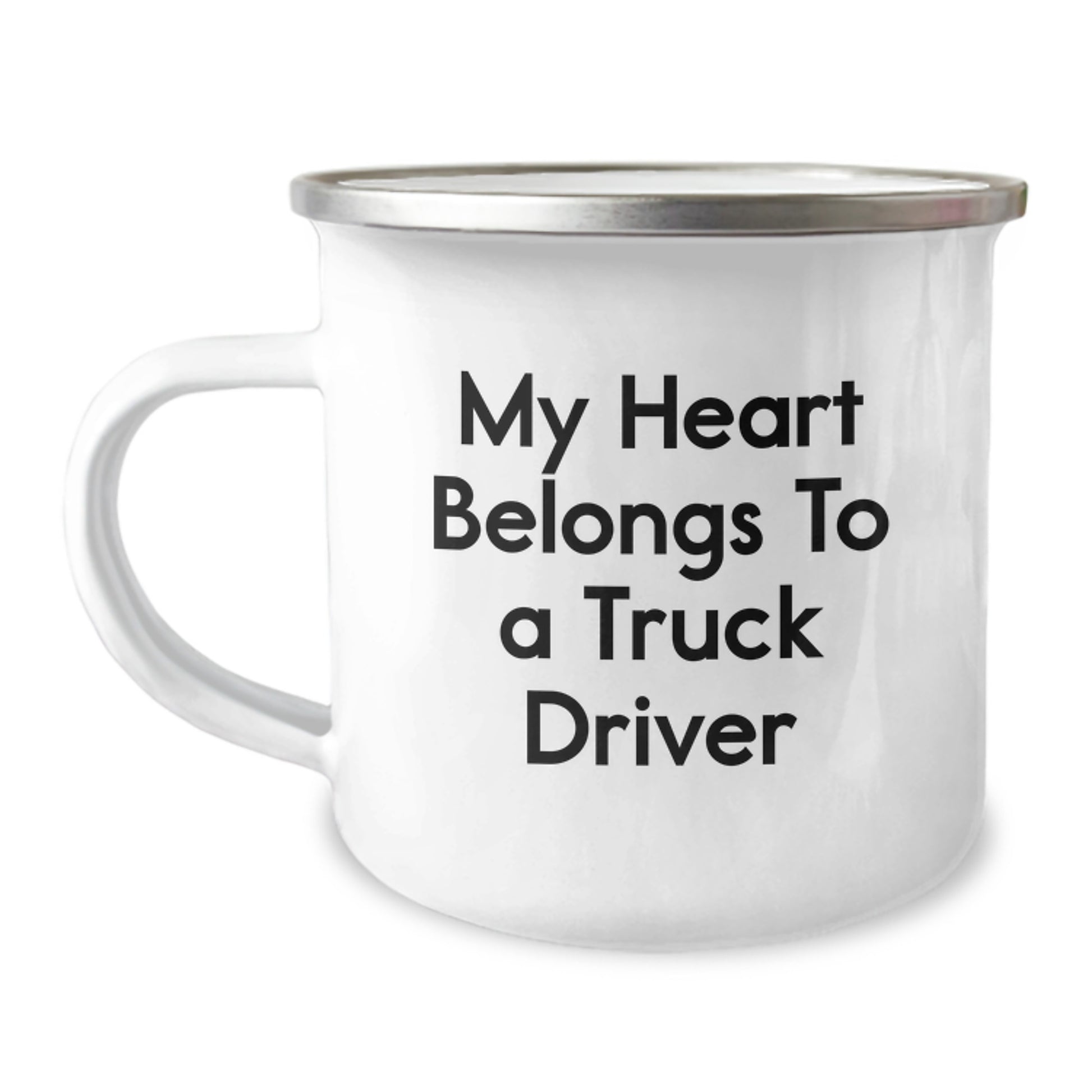 Funny Truck Driver Gifts from Friends for Men, 'My Heart Belongs To A Truck Driver' Camping Mug - Unique Christmas Unique Gifts for Truck Driver Enthusiasts - Image 1