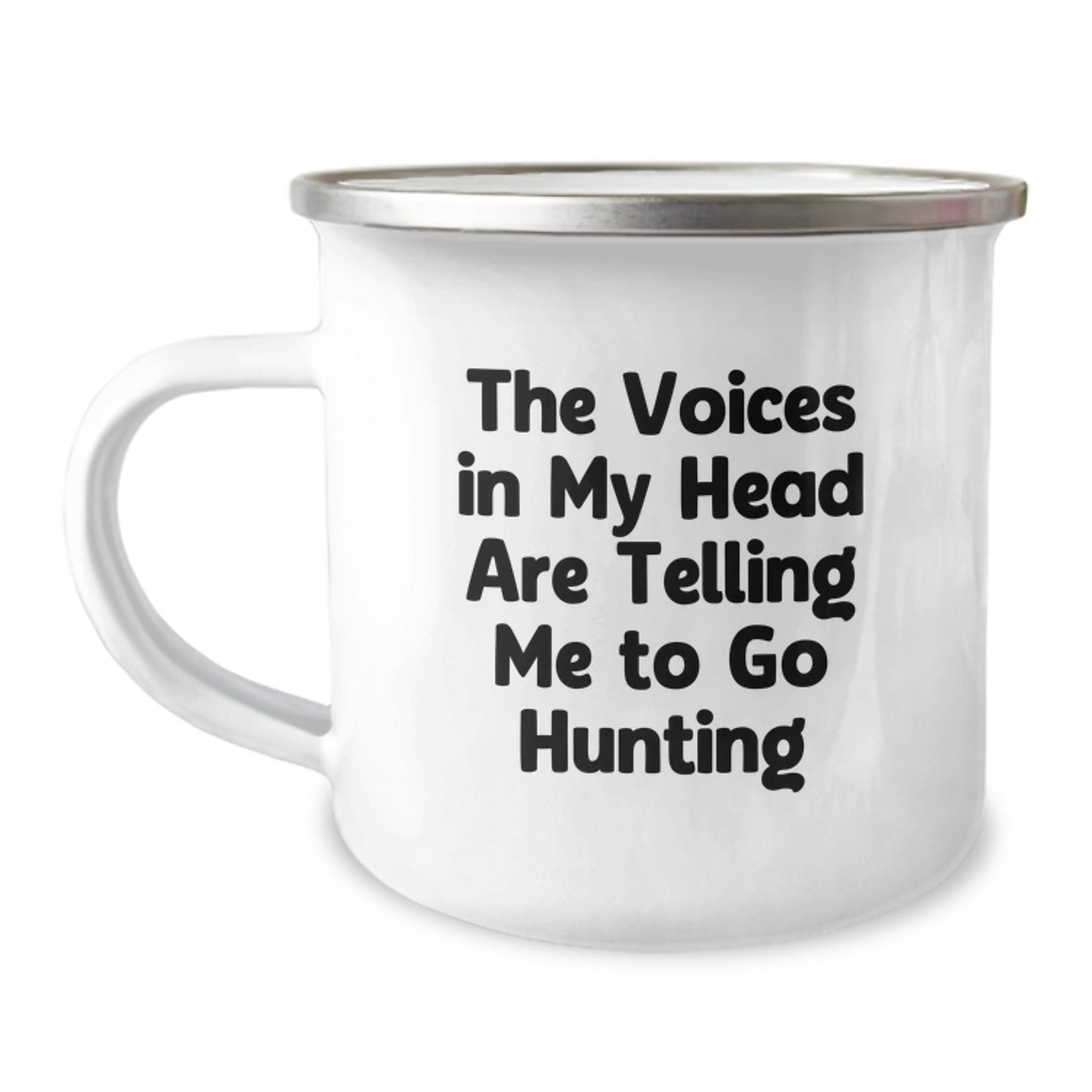 Funny Hunting Gifts for Men from Friends - 'The Voices In My Head Are Telling Me To Go Hunting' Camping Mug, Perfect for Christmas Unique Gifts - Image 1
